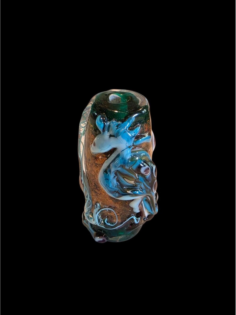 Artisan Lampwork Glass Focal Bead Purple Abstract Swirl 41mm Organic Sculptural